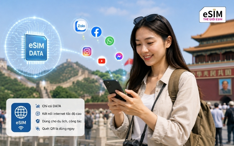eSIM Trung Quốc hỗ trợ TikTok, kết nối mạng 5G nhanh và truy cập thuận tiện nhiều ứng dụng quốc tế phổ biến